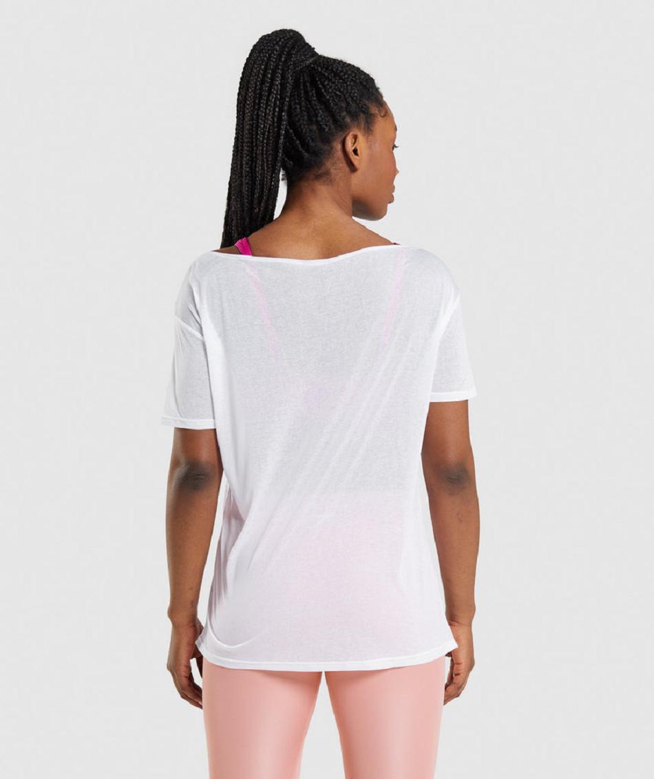 Corp Tops Gymshark Entrenamiento Oversized Mujer Blancas | CO 2456QMA